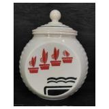 ANCHOR HOCKING VITROCK RED FLOWER GREASE JAR
