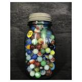 BALL MASON JAR FULL OF MARBLES