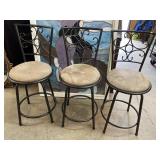 SET OF 3 METAL BAR STOOLS