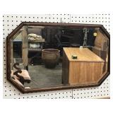 LARGE OAK 8 SIDED RECTANGLE ENGLISH BEVELED MIRROR