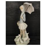 LARGE LLADRO FIGURE, GIRL WITH UMBRELLA & GEESE