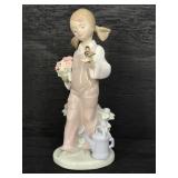 SMALLER LLADRO, GIRL WITH FLOWERS/WATERING CAN