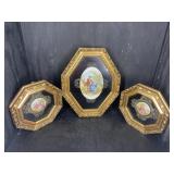 3 PC PORCELAIN FRAMED PICTURES
