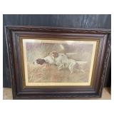 WALNUT SHADOWBOX FRAMED HUNTING DOG PRINT