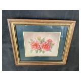 OAK FRAMED ROSE PRINT