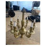 SMALL 6 LIGHT BRASS CHANDELIER
