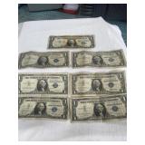 LOT OF 7 $1 SILVER CERTIFICATES