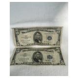 PAIR OF $5 SILVER CERTIFICATES