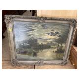 ORNATE FRAMED OIL ON BOARD