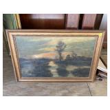 OIL ON BOARD SWAMP SCENE