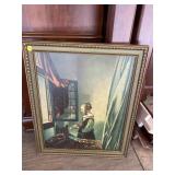 WOMAN AT THE WINDOW PRINT ON BOARD