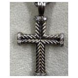 DAVID YURMAN 925 PAVE DIAMOND CROSS NECKLACE