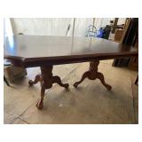 CHERRY BANDED TOP DOUBLE PEDESTAL TABLE