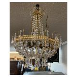 SMALL CRYSTAL AND BRASS CHANDELIER