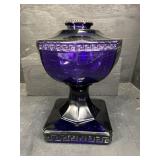 RARE LARGE AMETHYST GREEK KEY OIL LAMP