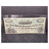 RARE FIRST NATIONAL BUSINESS COLLEGE BANK $200