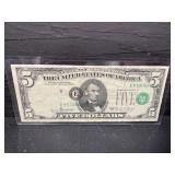 RARA 1869 C $5 NOTE OFF CENTER ERROR