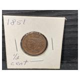 RARE 1851 HALF CENT