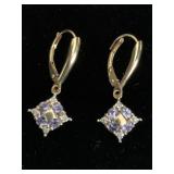 PAIR OF 14K DIAMOND AND TANZANITE EARRINGS