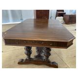WALNUT CARVED DINING ROOM TABLE