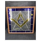 LEADED GLASS WINDOW WITH A G