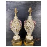 PORCELAIN TALL TABLE LAMPS DOLPHIN FEET. ONE