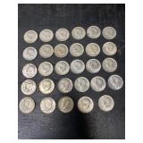 BAG LOT OF 29 HALF DOLLARS 40 PERCENT SILVER