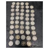 BAG LOT OF 48 SILVER MERCURY DIMES