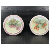 PR OF FRUIT PORCELAIN TRIVETS