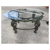 IRON AND GLASS TOP COFFEE TABLE