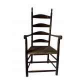 ANTIQUE RARE HIGHBACK LADDER BACK ARM CHAIR