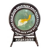 ORIENTAL CAT ON SILK IN REVOLVING STAND