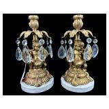 PR OF GOLD GILT METAL CHERUB AND PRISM