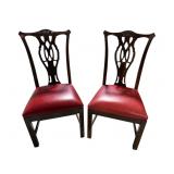2 SOLID MAHOGANY CHIPPENDALE CHAIRS
