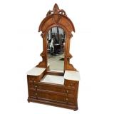 LARGE WALNUT VICTORIAN MARBLE TOP DRESSER