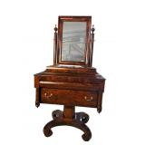19TH CENT. FLAME MAHOGANY PEDESTAL VANITY