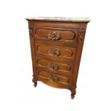 CHERRY 4 DRAWER MARBLE TOP STAND