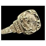 14K WHITE GOLD DIAMOND RING WITH DECORATIVE