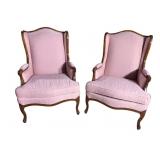 2 FRENCH HIGHBACK WINGBACK CHAIRS