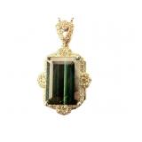 PLATINUM INDICOLITE TOURMALINE & DIAMOND PENDANT