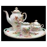 HAND PAINTED PORCELAIN BAVARIA TEASET WITH TRAY