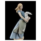 NAO BY LLADRO ï¿½GIRL WITH BUNNYï¿½ PORCELAIN FIGURINE