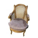 ALL CANE BARRELL BACK FRENCH ARM CHAIR