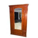 MAHOGANY ENGLISH BEVELED MIRROR WARDROBE