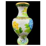 10.5 INCH WHITE CLOISONNE VASE