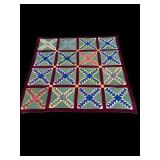 ANTIQUE HANDMADE CROSS ROADS PATTERN QUILT