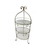 3 TIER BRASS OVAL GLASS TOP STAND