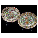 LOT OF 2 OVAL RETICULATED ROSE METALLION PLATTERS