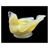 GLOWING YELLOW SLAG BIRD SALT CELLAR