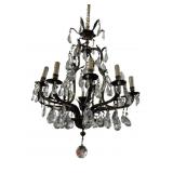 LARGE 13 LIGHT BRONZE AND CRYSTAL CHANDELIER